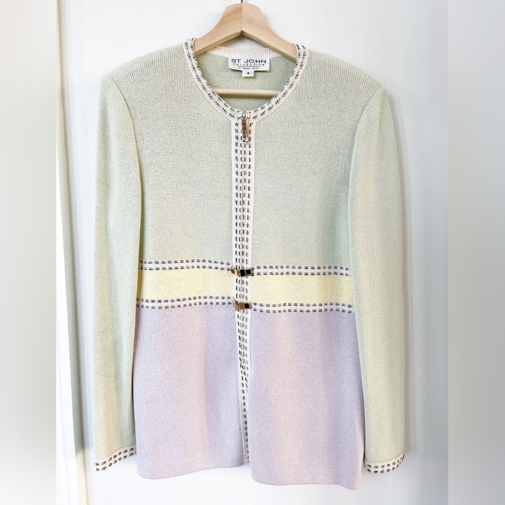 ST JOHN / long cardigan knit jacket / Size 8